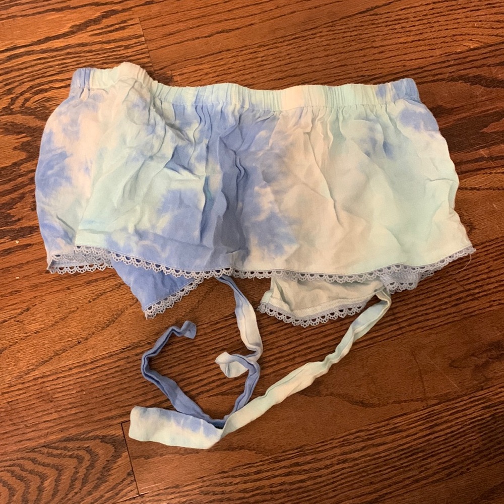 Blue tie dye wrap around bandeau
